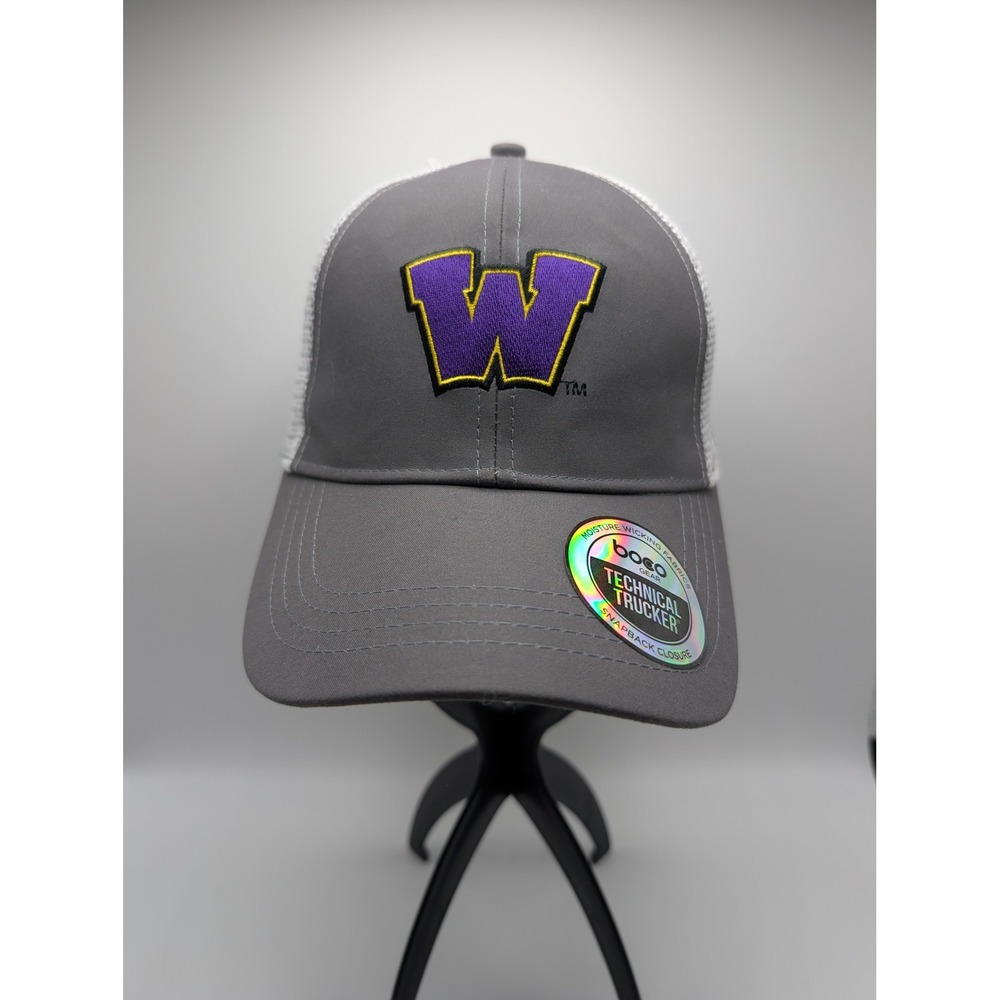 Boco Gear Technical Trucker Hat Gray White Warriors Embroidered W Snapback Cap